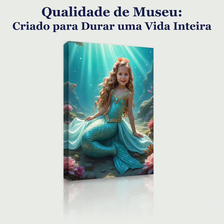A Princesa Sereia – quadro canvas personalizado, qualidade de museu, criado para durar uma vida inteira