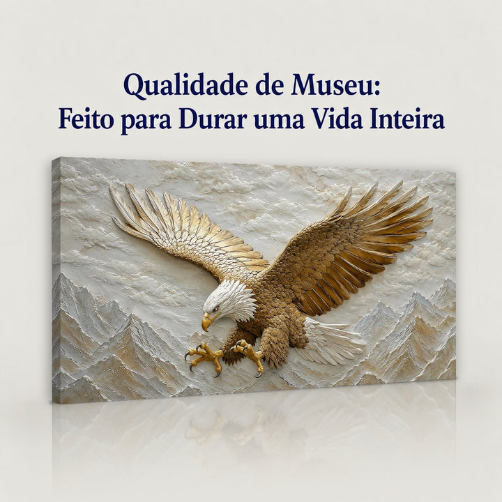 Quadro Águia Dourada em canvas com qualidade de museu, feito para durar