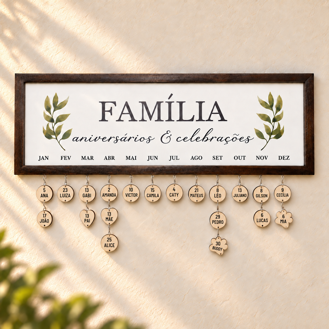 Calendário da Família™ - Aniversários &amp; Celebrações em ambiente decorado