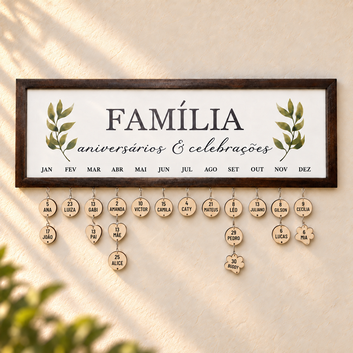 Calendário da Família™ - Aniversários &amp; Celebrações em ambiente decorado