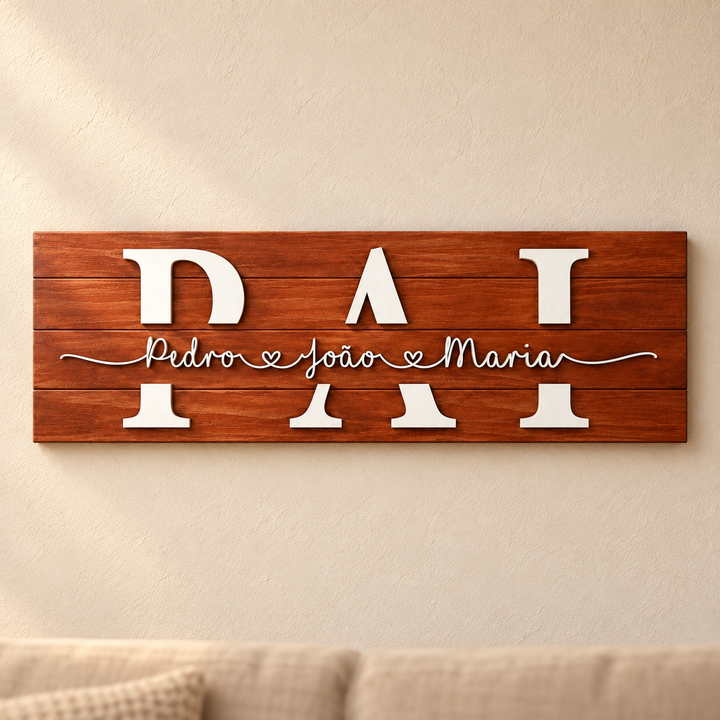 Placa do Pai Personalizada em ambiente decorado