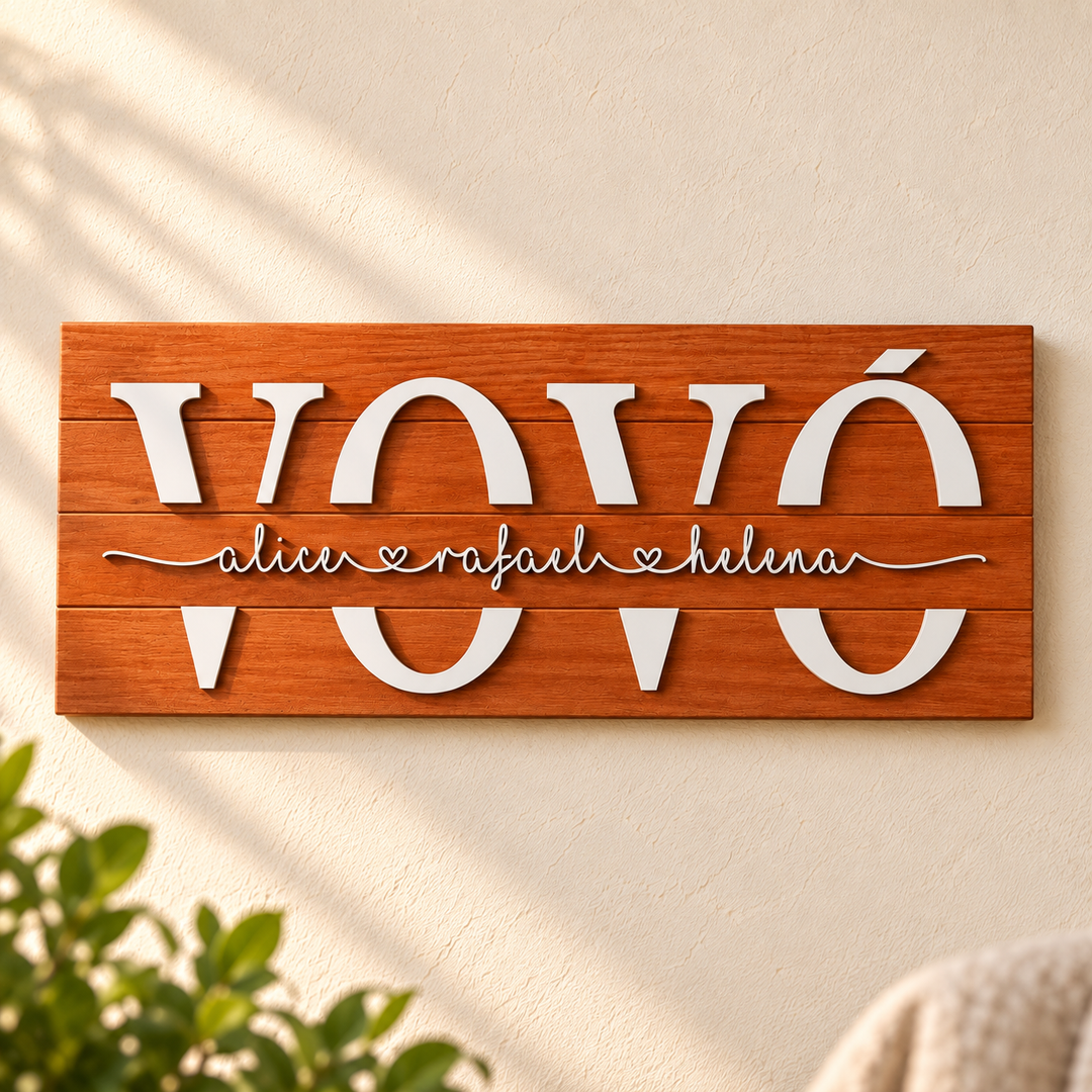 Placa da Vovó Personalizada em ambiente decorado