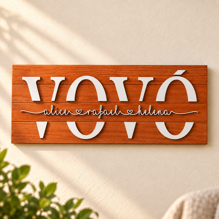 Placa da Vovó Personalizada em ambiente decorado
