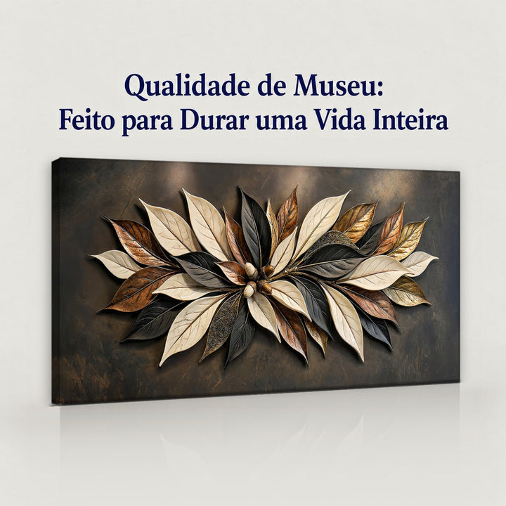 Quadro Folhagem de Bronze em canvas com qualidade de museu, feito para durar