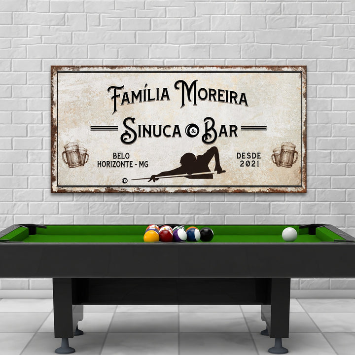 Placa Sinuca e Bar - Quadro