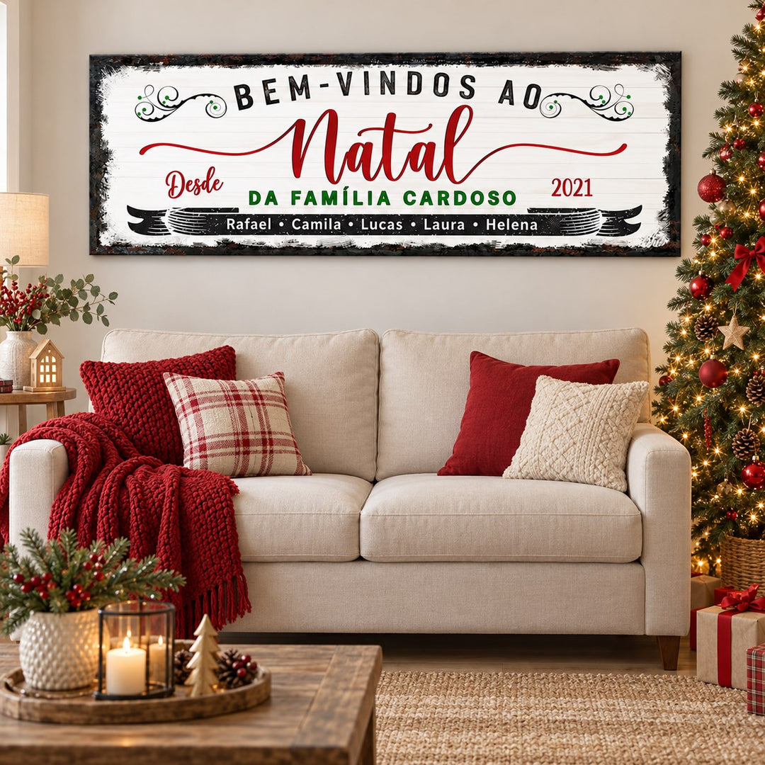 Quadro Bem-vindos ao Natal Personalizado