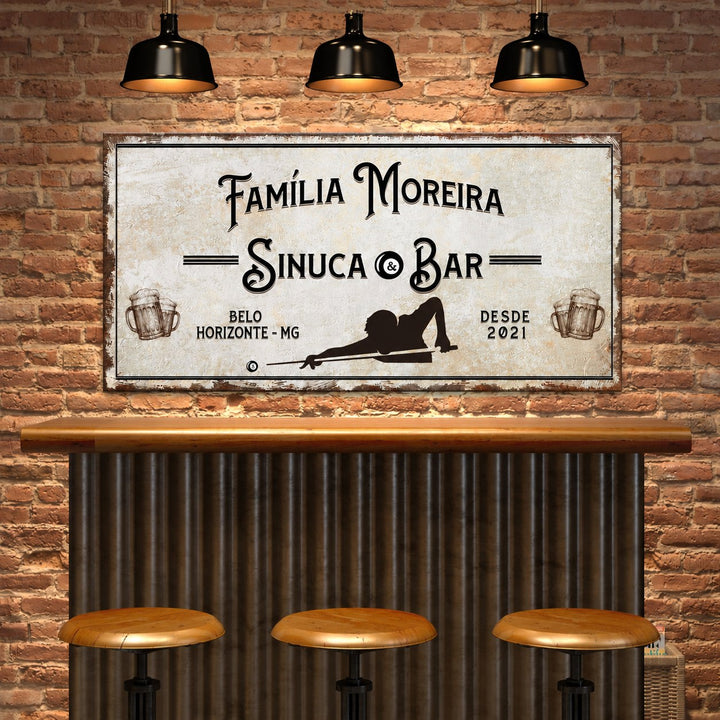 Placa Sinuca e Bar - Quadro