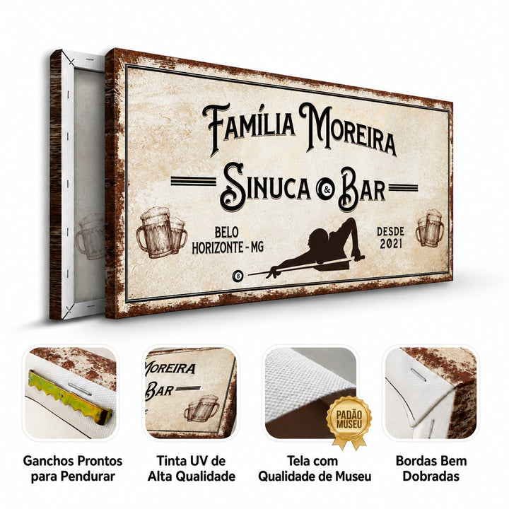 Placa Sinuca e Bar - Quadro
