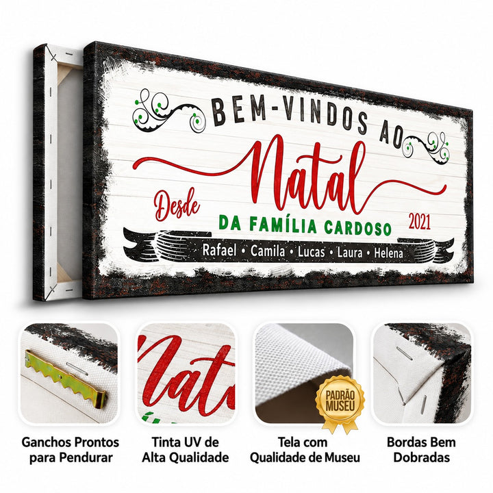 Quadro Bem-vindos ao Natal Personalizado