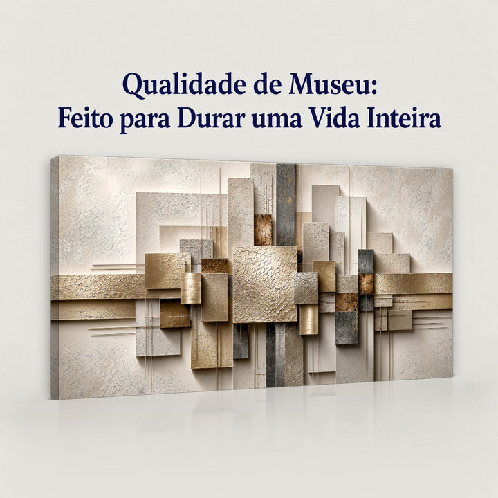 Quadro Geometria Dourada em canvas com qualidade de museu, feito para durar