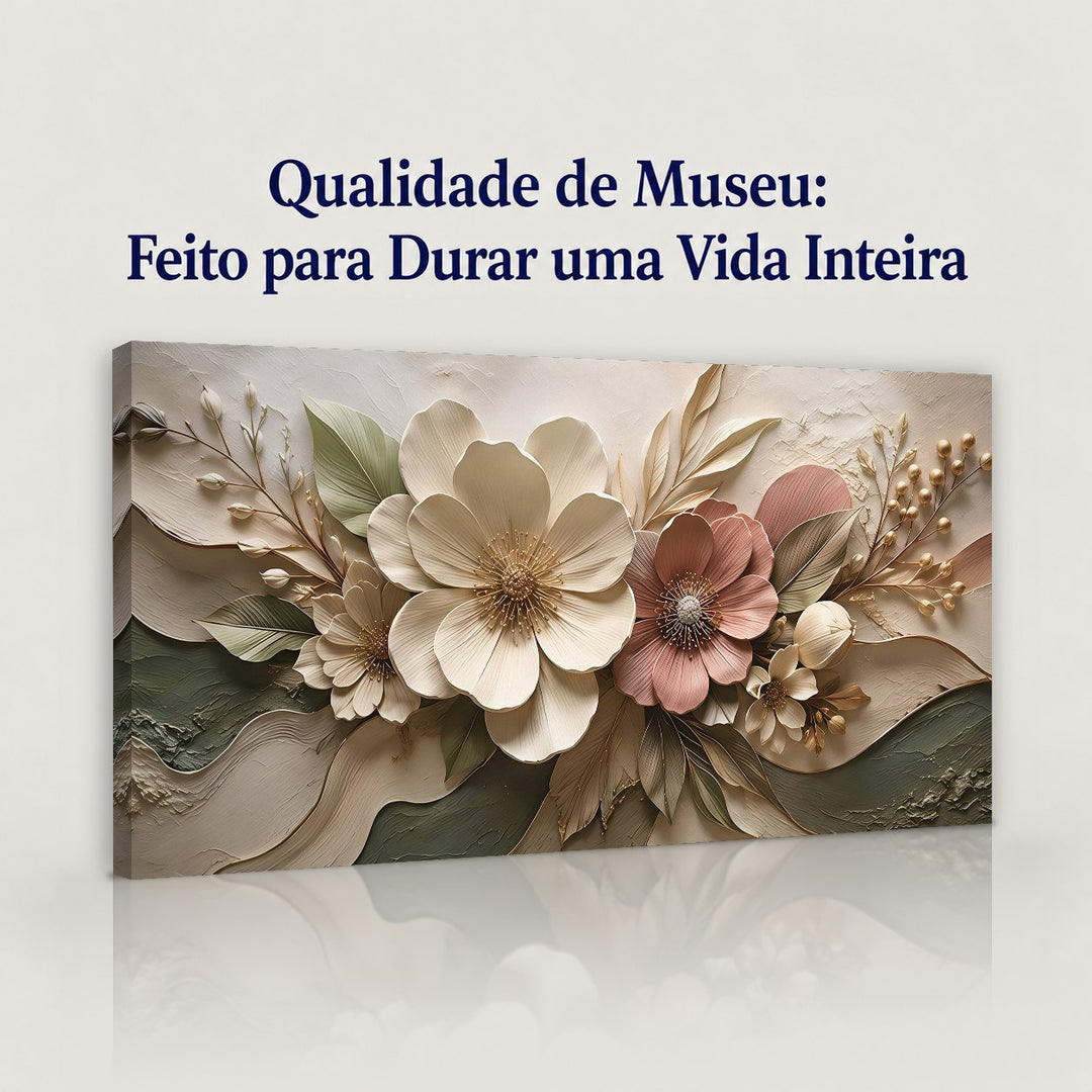 Quadro Jardim Rosé em canvas com qualidade de museu, feito para durar