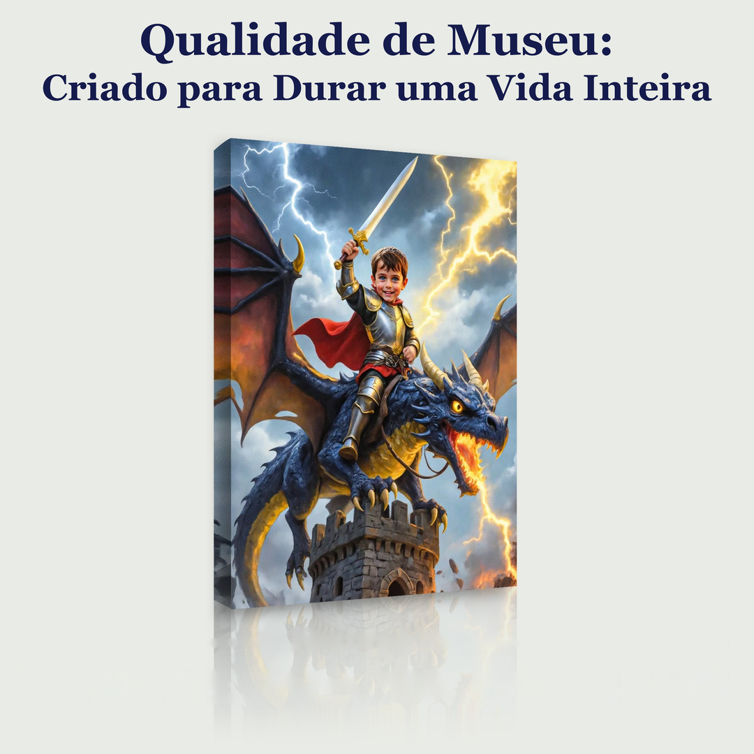 O Cavaleiro do Dragão da Tempestade – quadro canvas personalizado, qualidade de museu, criado para durar uma vida inteira