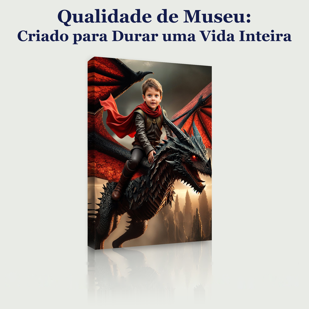 O Cavaleiro do Dragão – quadro canvas personalizado, qualidade de museu, criado para durar uma vida inteira