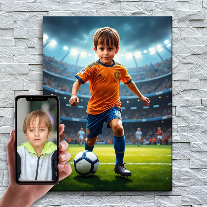 O Craque de Futebol – antes e depois: a foto enviada e o quadro pronto