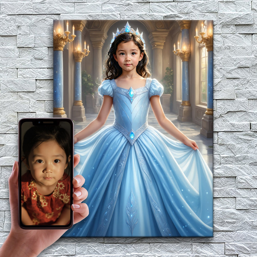O Grande Baile da Cinderela – antes e depois: a foto enviada e o quadro pronto