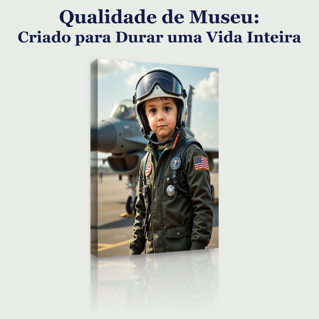 O Piloto de Caça – quadro canvas personalizado, qualidade de museu, criado para durar uma vida inteira