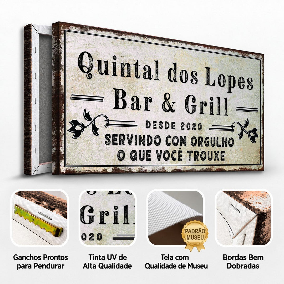 Quadro Quintal Bar &amp; Grill Personalizado