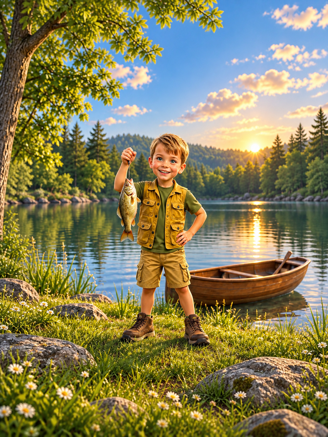 O Pequeno Pescador — arte de exemplo para quadro personalizado